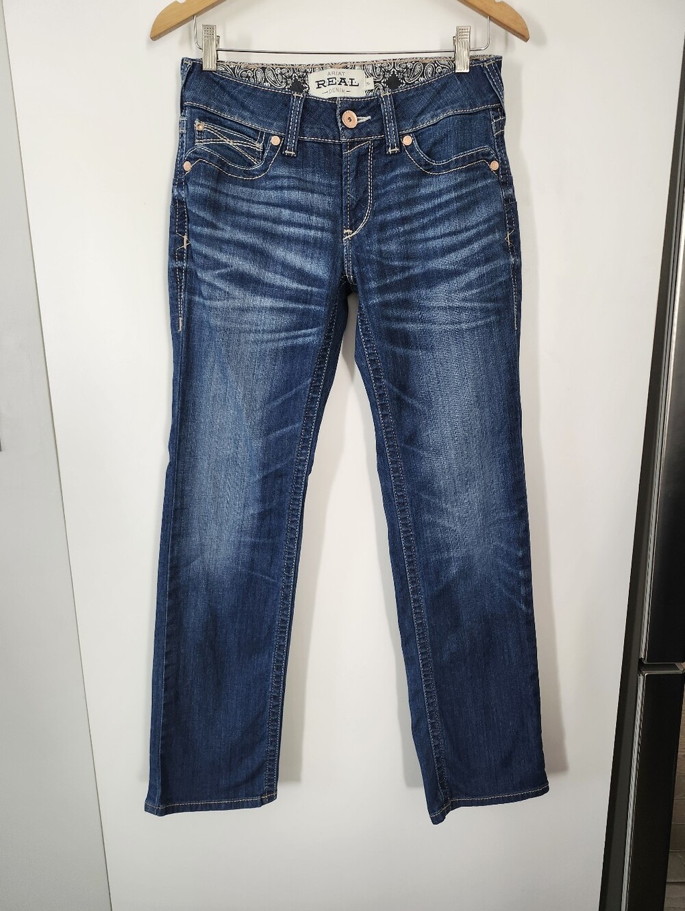 ​Ariat REAL Denim Slim Straight Low Rise Jeans 29R Western Cowgirl Rodeo Boho